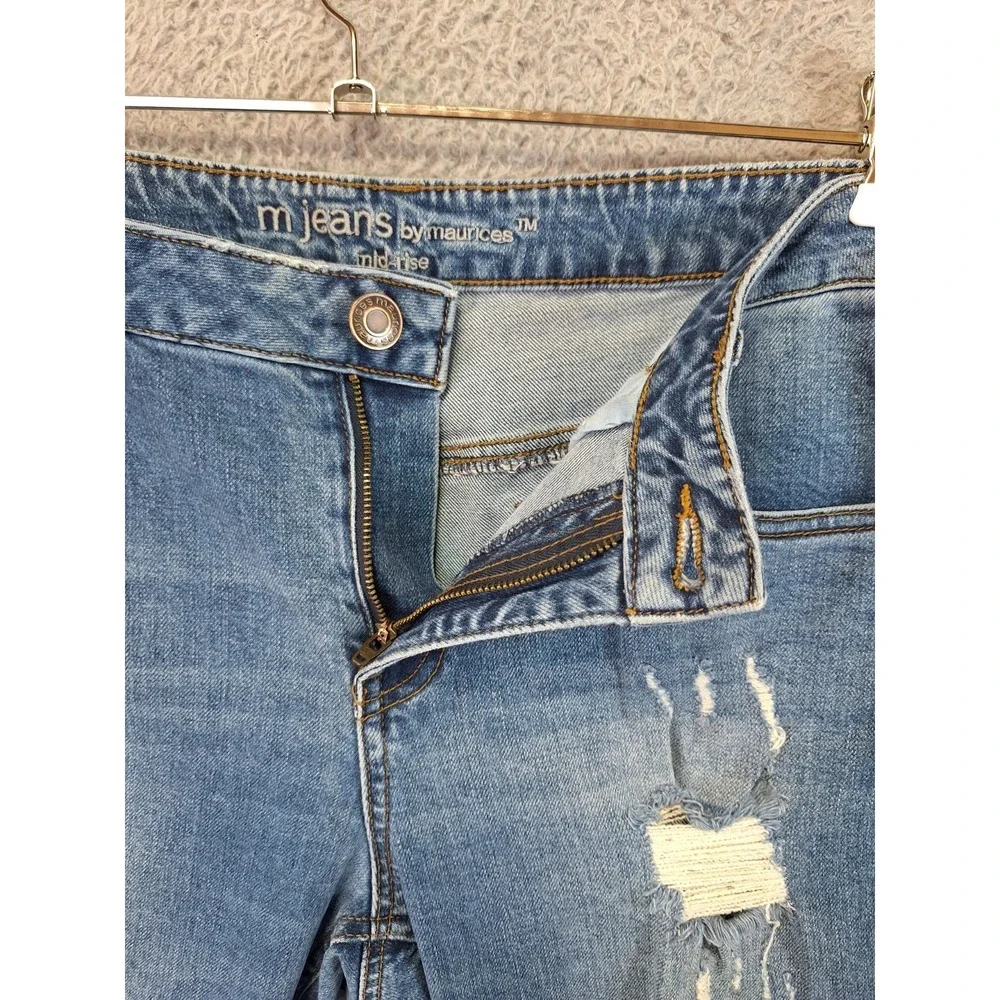 Maurices Jeans Womens 10 Reg (Fits 33x28) Blue Denim Faded Distressed Streetwear